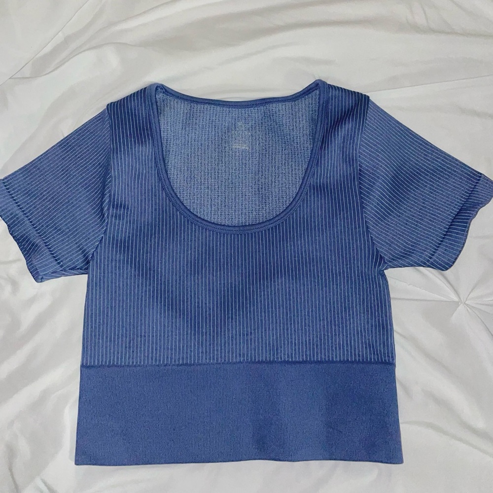 OFFLINE Blue Ribbed Top